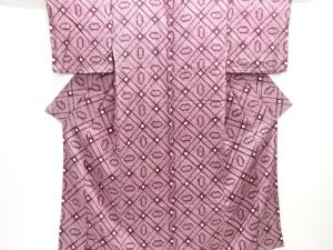 未使用品　本総絞り斜め格子模様小紋着物